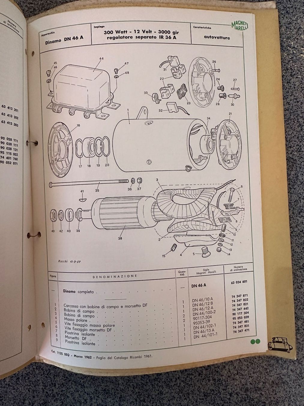 Lancia Documenti: Liste , MAGNETI MARELLI , Lancia 1962 , Oldtimer – Usato da Boswil venduto da pavo1 5