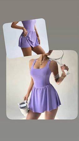 Tennis Kleid Viollet Flieder mit Hose Gr L