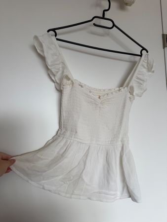 Hollister Peplum Oberteil Off-Shoulder weiss - S - wie NEU!