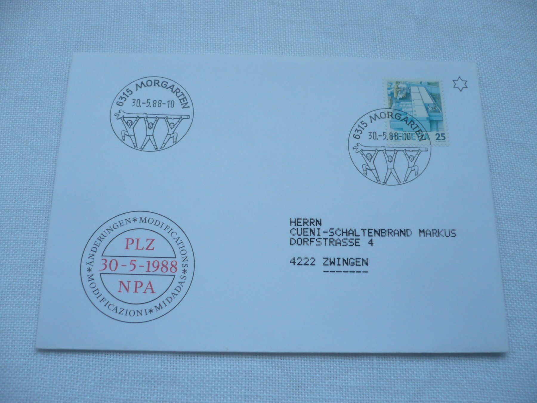 Tutti i francobolli: 1988 Werbedatumstempel - ET 6315 Morgarten – Usato da Zürich venduto da saltandpepper008