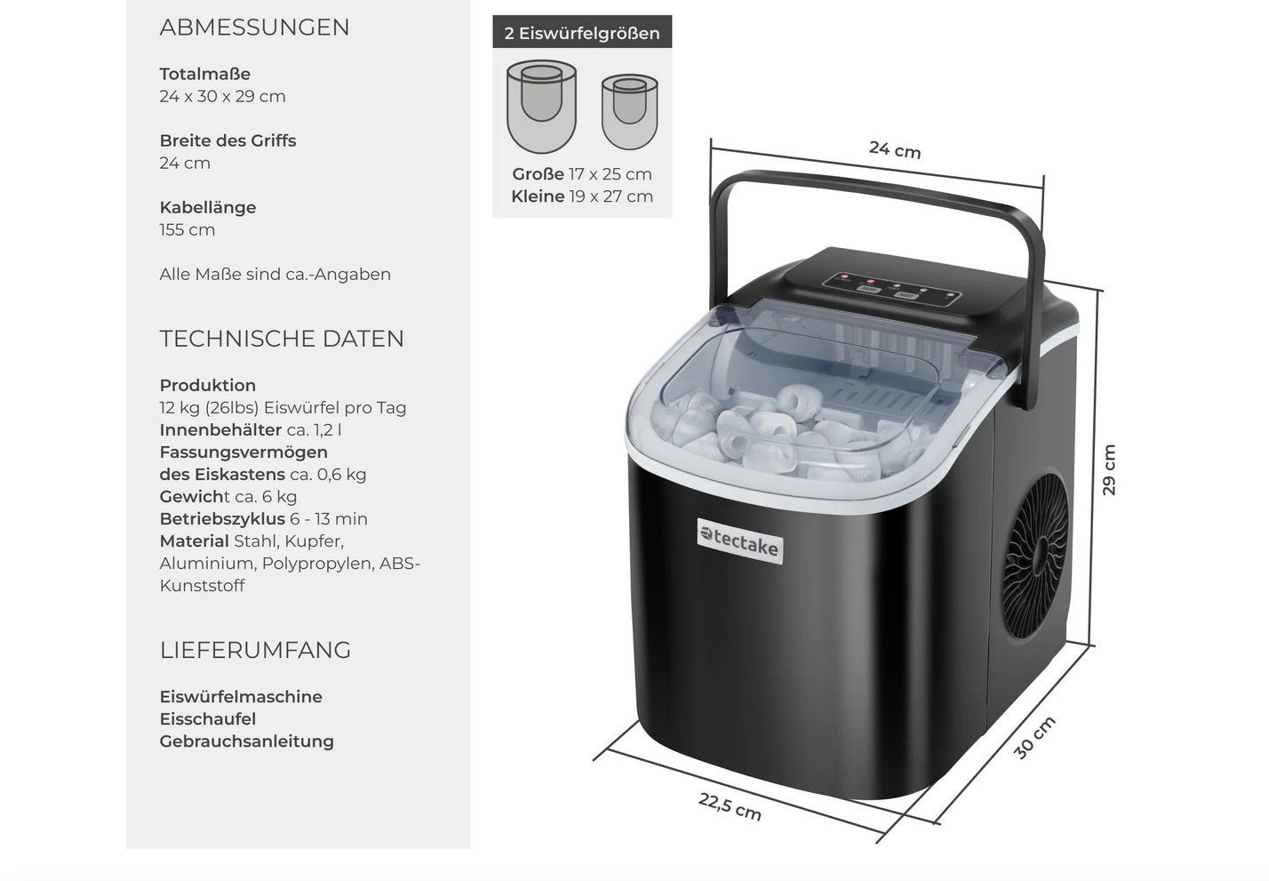 Elettrodomestici da cucina: Eiswürfelmaschine Arctic schwarz 1,2 l Wassertank – Nuovo (secondo la descrizione) da Steinhausen venduto da Retourenprofis 2