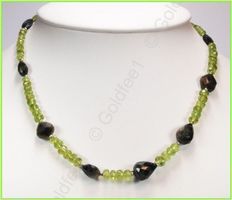 Peridot & Turmalin Edelsteinketten 45cm 925 Silber