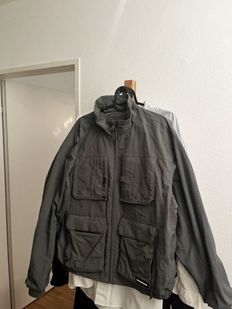 Utility Jacke grau, 4 Taschen, Stehkragen, Zip - Gr. L