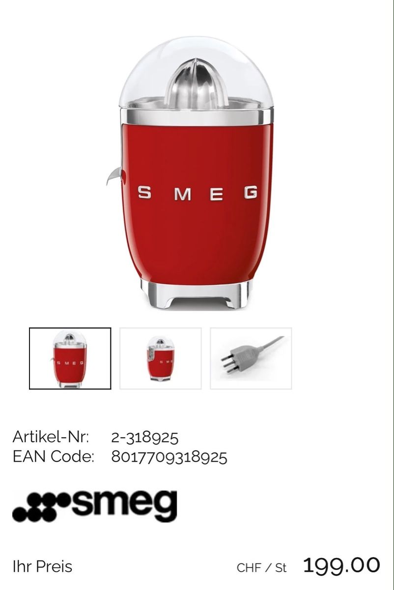 Smeg Küchengeräte: Saftpresse – Neu (gemäss Beschreibung) aus Seewis Dorf von LokiundOdin 3