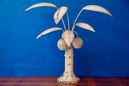 Lampe palmier noix de coco en rotin décoration bohème jungle
