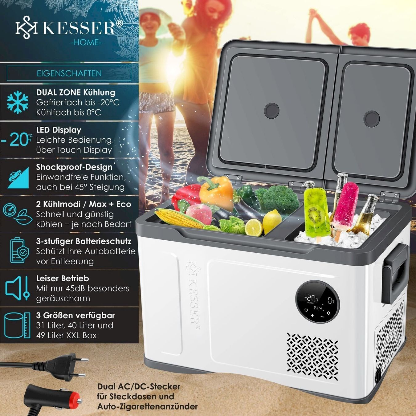 Cucinare, Mangiare & Bere: KESSER Kompressor Kühlbox 49L Silber – Nuovo e nell'imballaggio originale da Bottighofen venduto da zaap 2
