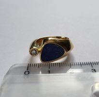 18 Karat 750 Massiv Gold Ring Mit Diamant/Lapizlazuli