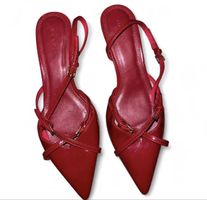 NA-KD Red Patent Slingback Heels - Size 37