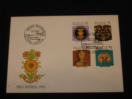 Pro Patria FDC 1992 Nr. 235 - 238 Volkskunst aus der Schweiz