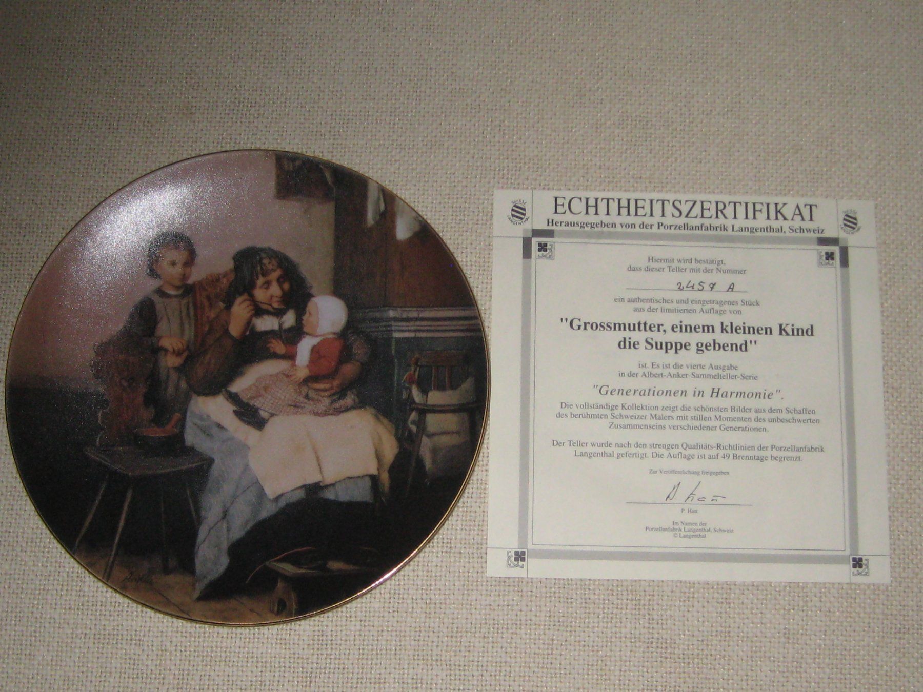 Teller: Sammlerteller "Grossmutter", Generationen in Harmonie, 1984 – Gebraucht aus Neftenbach von Werthe
