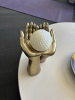 Dekorationsschale Hände goldfarben Kerzenhalter mit Kerze 