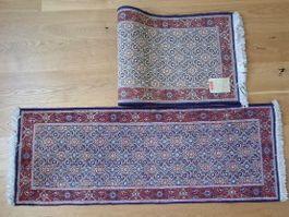 1Orientteppich,kurzer läufer,142 cm x 53, Wolle/Seide, Iran