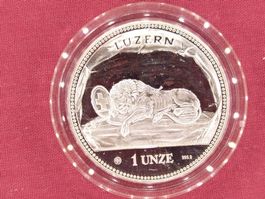 1Unze Helvetia 1988, Löwendenkmal Luzern, Silber 999