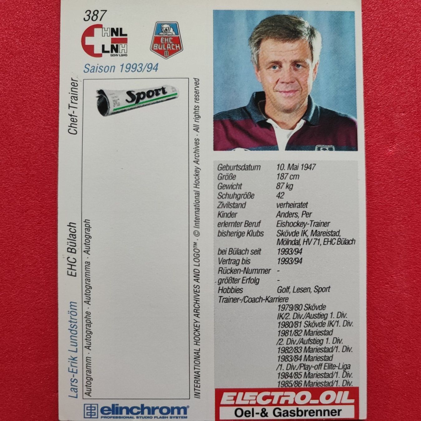 Carte collezionabili: Lars Erik Lundström - EHC BÜLACH - 1993/94 – Usato da Dübendorf venduto da kb86_MOVIE 1
