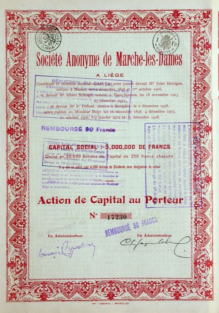 Documenti: SA de Marche-les-Dames à Liége - 1928 – Usato da Solothurn venduto da Sgasche