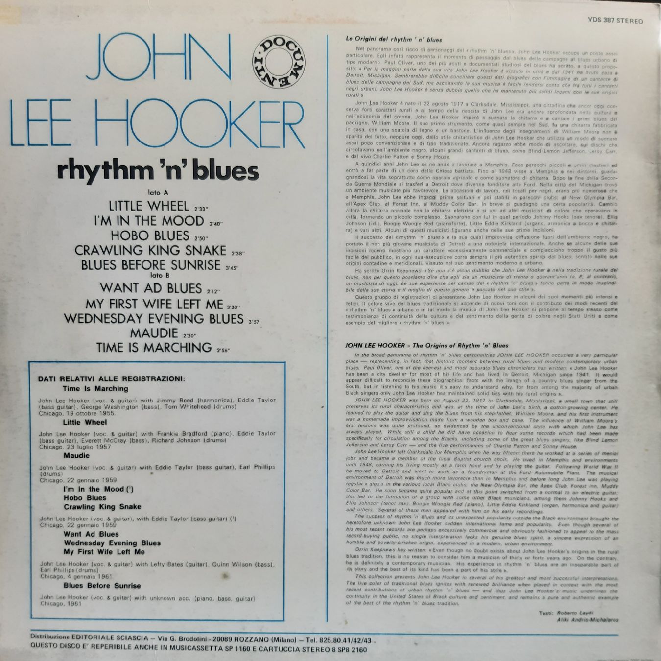 Dischi in vinile: JOHN LEE HOOKER: Rhythm 'n' blues – Usato da Frick venduto da kyb_yq8h 1