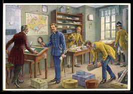Ganzsache Poststube mit Postbeamten 1852