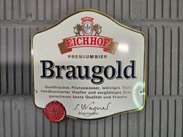 Eichhof Braugold Blechschild Alu-Westiform Bierwerbung 1/2