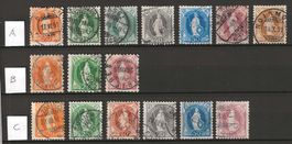 1882-91 : Steh. Helvetia Typ A, B + C : KP 895.--