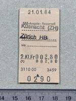 SBB Billett Küsnacht - Zürich HB (Ausgabe: Rapperswil)