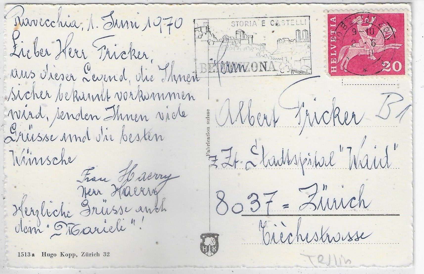 Cartoline postali: Bellinzona - Ravecchia e i Castelli – Usato da Ettingen venduto da Kartenplanet 1