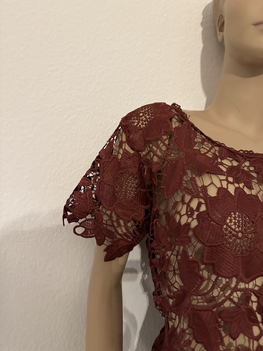 Top: Damen spitzen Top Oberteil dunkelrot – Usato da Basel venduto da Ivana_4 2