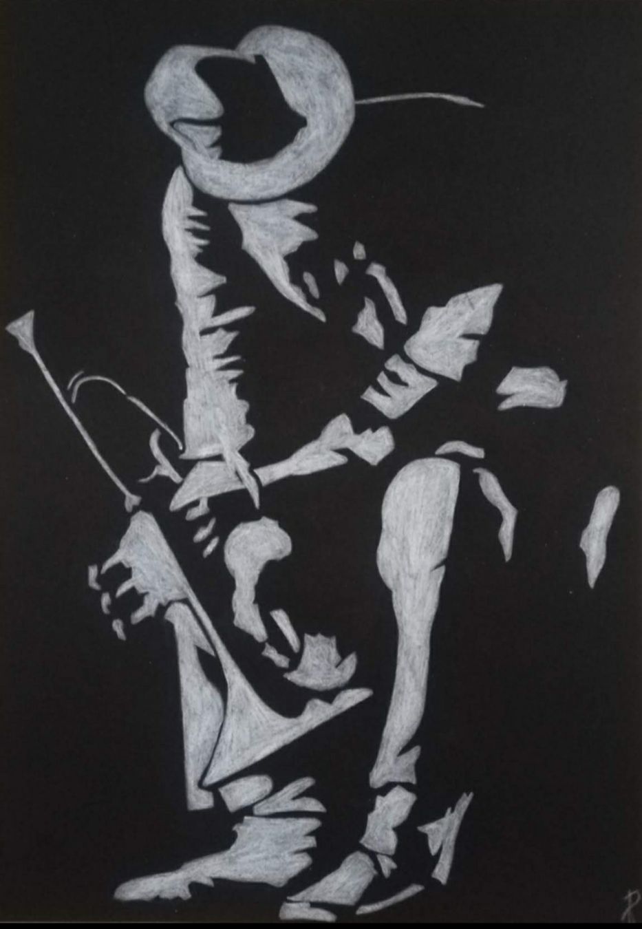Foto & Immagini: Trumpet man schwarz/weiss – Nuovo (secondo la descrizione) da Ossingen venduto da Pattys_Art_Galerie