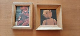 Miniatur Bilderrahmen Teddybär Holzrahmen klein Puppenstube
