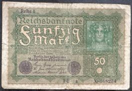 Alte Reichsbanknote 50 Mark, 24. Juni 1919