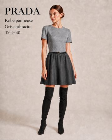 Robe Prada patineuse gris anthracite taille 40 neuve