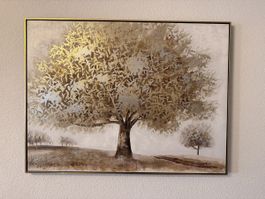 Leinwandbild- Elegantes Gemälde mit Goldrahmen