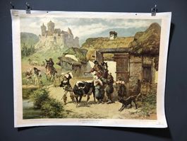 Vintage Schulwandbild LEIBEIGENSCHAFT #A7 LxB 66X88CM