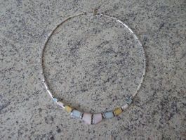 Halskette Silber / Collier Pastell
