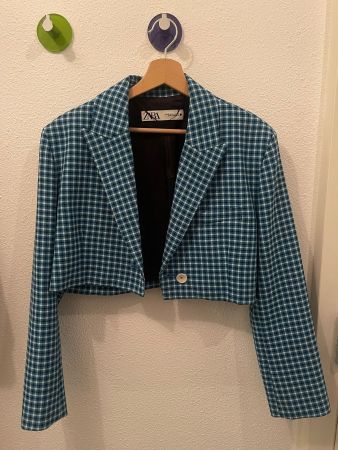 Blazer court ZARA à carreaux taille M neuf