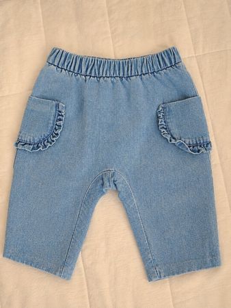 Baby Girls Denim Trousers Ruffles Size 3-6 Months