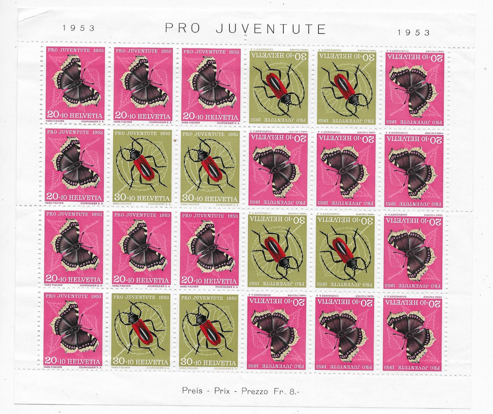 Alle Briefmarken: PJ Kehrdruckbogen 1953** – Gebraucht aus Hefenhofen von Richsalz