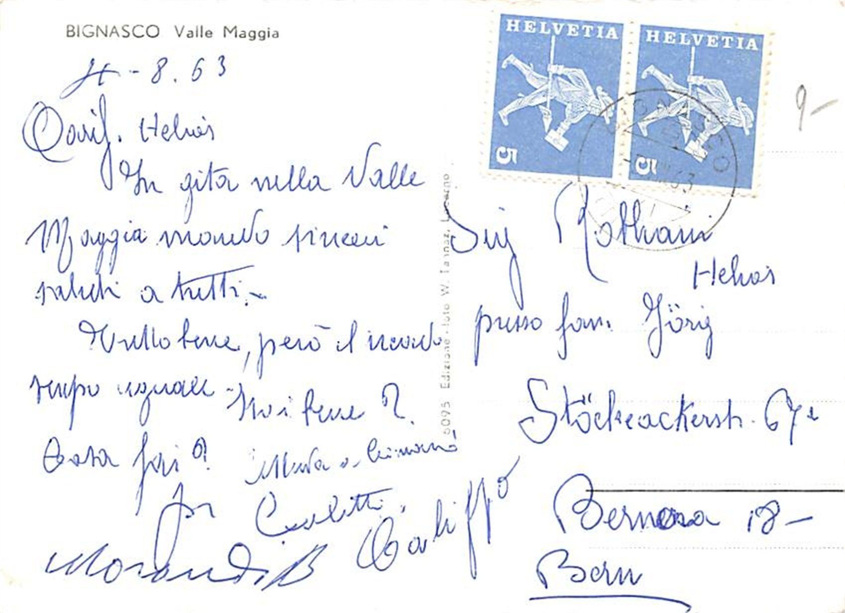Cartes postales: Bignasco, Valle Maggia – D'occasion à Ottikon b.Kemptth. par Neptun1974 1