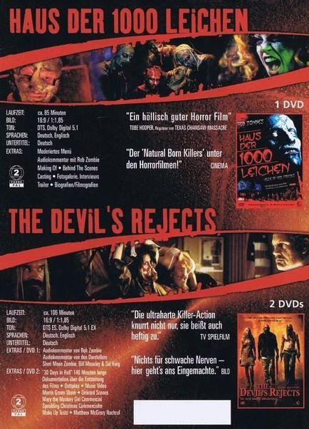 Tutti i DVDs: Haus der 1000 Leichen/The Devil's Rejects - UNCUT/Rob Zombie – Usato da Volketswil venduto da cinephilia 1