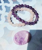 Amethyst,  Rosenquarz  Kugel  Armband  💜💜💜Lepidolith