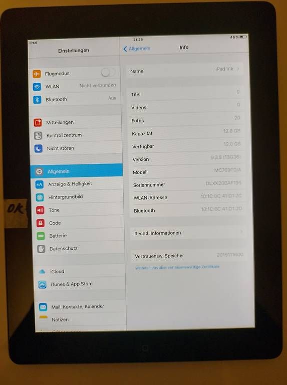 Apple Tablet PC: A1395 16GB  9.7 Zoll – Gebraucht aus Birsfelden von vik_zt85 1