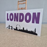 Acryl London Bild, Plexiglas mit London Schriftzug Motiv