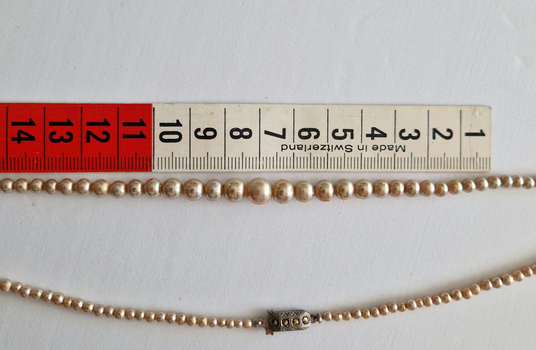 Ketten: Verschluss Silber mit Markasit /Kette unechte Perlen Vintage – Gebraucht aus Zürich von silver-team 8