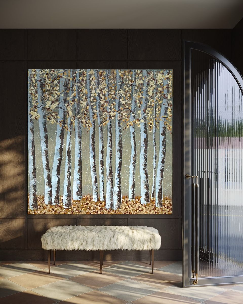 Gemälde: „Golden Forest“ XL Artwork – Neu und originalverpackt aus Uznach von Spillmannkunst43