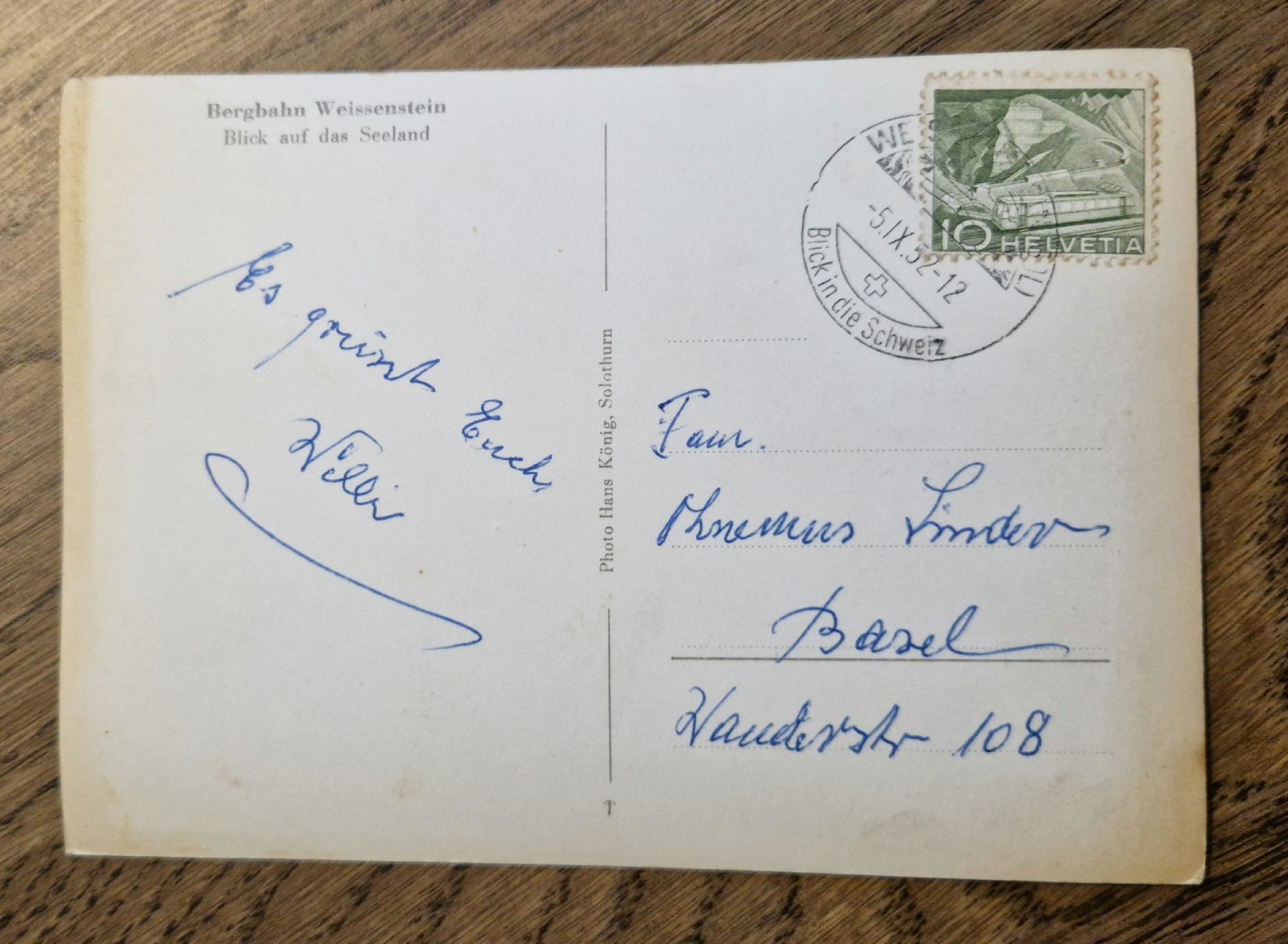 Ansichtskarten: Sesselbahn Weissenstein 1952 – Gebraucht aus Ebikon von Donar50 1