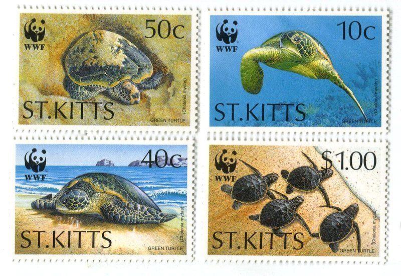 Tutti i francobolli: Briefmarken "Schildkröten". St. Kitts – Nuovo e nell'imballaggio originale da Basel venduto da Butsch5