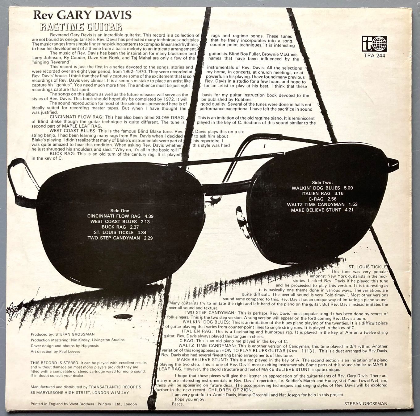 Dischi in vinile: REV. GARY DAVIS - RAGTIME GUITAR – Usato da Poliez-Pittet venduto da Newtown-Records 1