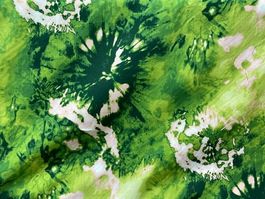 Tissu coton vert imprimé psychédélique