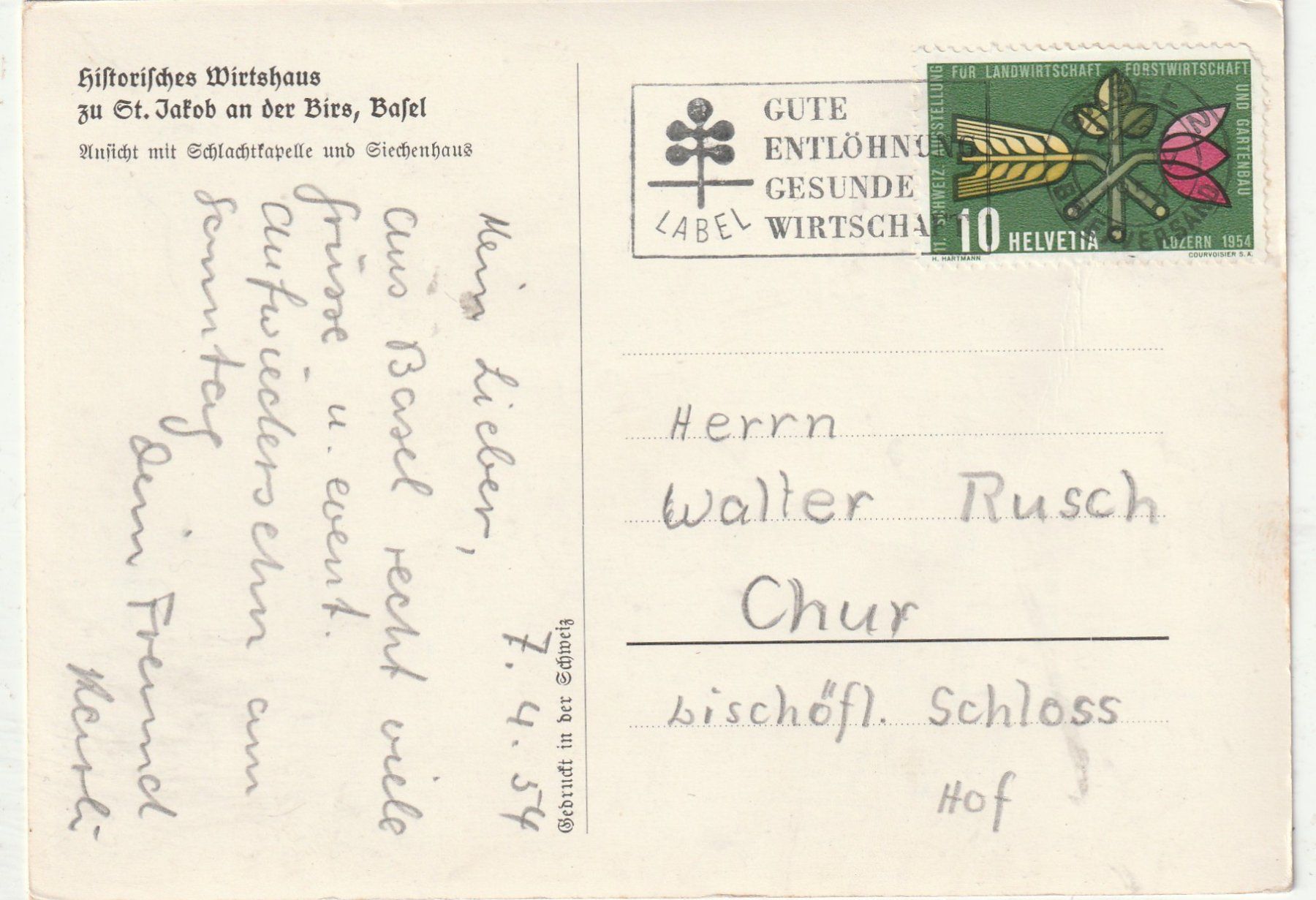 Cartoline postali: Wirthaus zum ST Jakob Basel – Usato da Lumbrein venduto da made02 1
