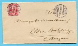 Faltbrief von Basel nach Ober-Bötzberg 1884