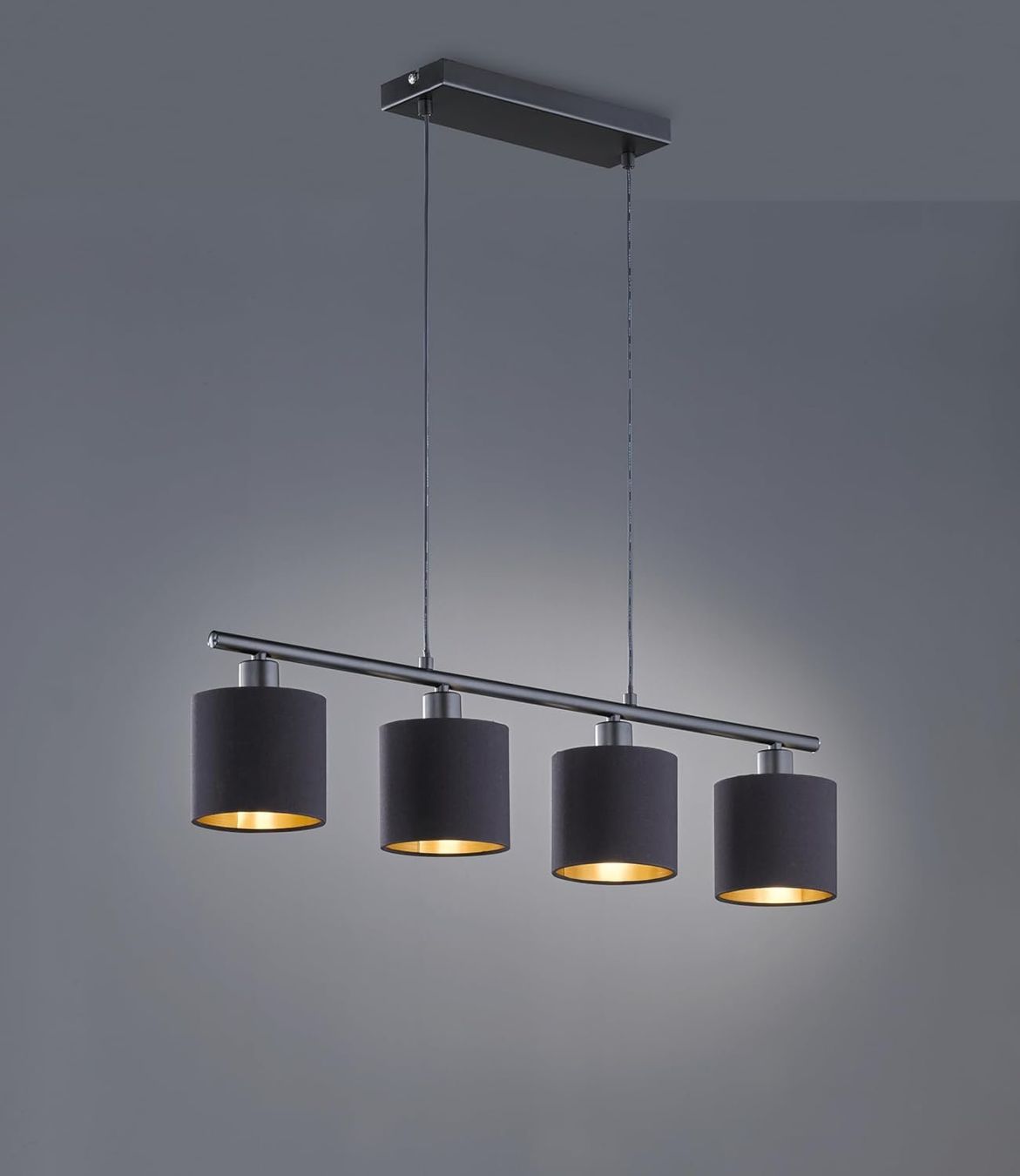 Kronleuchter & Deckenlampen: Pendelleuchte Deckenlampe Metall Schwarz Matt Stoffschirm – Neu und originalverpackt aus Wittenbach von VELARO 3